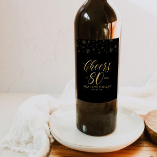 Gold & Black Prost 80 Jahre, 80. Geburtstagsfeier Weinetikett