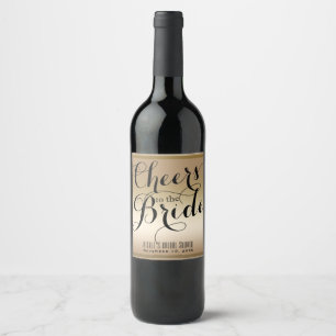 Gold & Black PROST DER BRAUT Brautwein Weinetikett