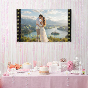 Gold & Black Punkte personalisierte Hochzeit Banner