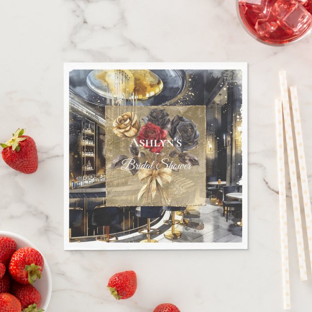 Gold Black Red Night Club Brautparty Serviette (Beispiel)