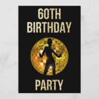 Gold & Black Retro Disco Glitzer Ball 60. Party