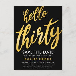 Gold Black Rett Date 30 Geburtstagsparty Postkarte