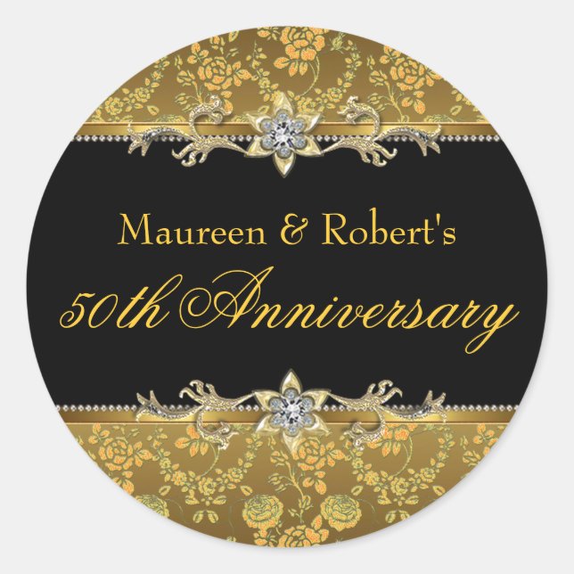 Gold & Black Rose 50 Jahre Sticker (Vorderseite)
