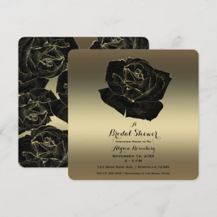 Gold & Black Rose Elegante Brautparty Einladung