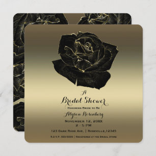 Gold & Black Rose Elegantes Brautparty Einladung