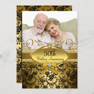Gold Black Rose Foto 50 Jahre Einladung