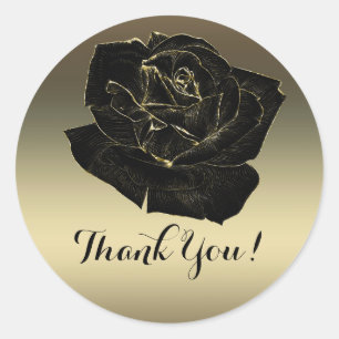 Gold & Black Rose Glam eleganter klassischer Chic- Runder Aufkleber
