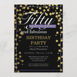 Gold Black Script 50 und fabelhaft Geburtstag Einladung