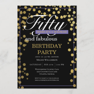 Gold Black Script 50 und fabelhaft Geburtstag Einladung