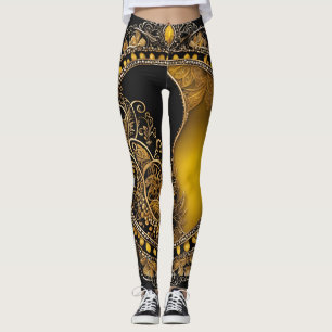 Gold & Black Shiny Pearl Baby AI Art Leggings