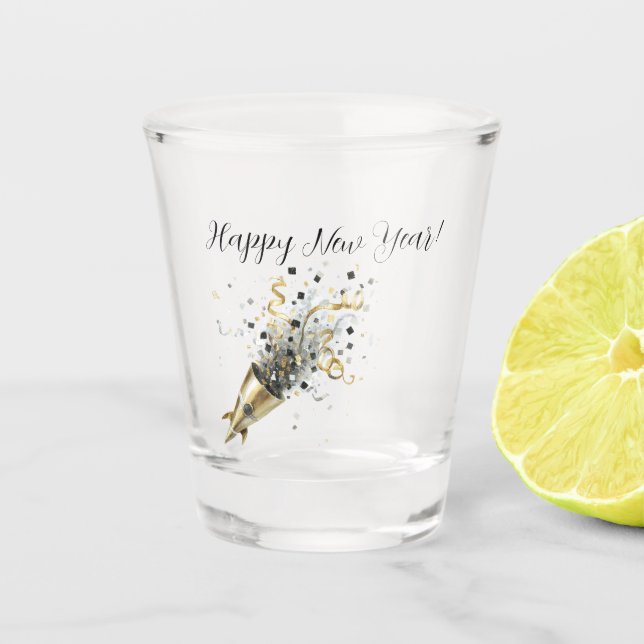 Gold Black Silvester-Party-Feier Schnapsglas (Vorderseite)