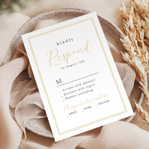 Gold Black Simple Elegance Romantische Script Hoch RSVP Karte