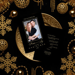 Gold Black Simple Modern Christmas Foto Family