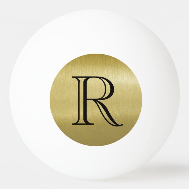 Gold Black Simple Sophisticed Monogram  Tischtennisball (Vorderseite)