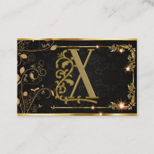 Gold Black Sparkel Elegantes Monogramm Visitenkarte