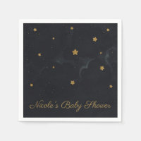 Gold Black Stars Dark Night Sky Baby Dusche Party