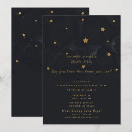 Gold Black Stars Dunkle Nacht Sky Baby Dusche Twin Einladung