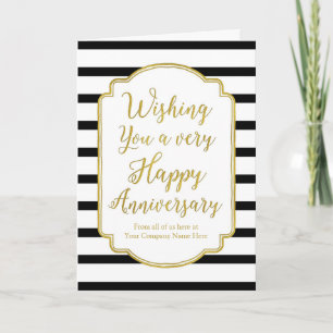 Gold Black Stripes Anniversary Card Karte