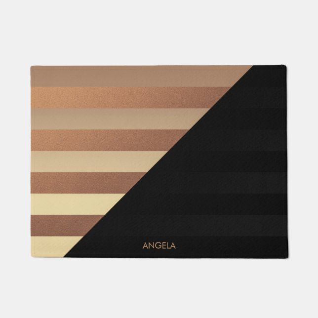 Gold Black Stripes Fußmatte (Vorderseite)