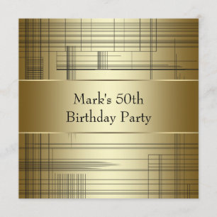 Gold Black Stripes Mans 50. Geburtstagsparty Einladung