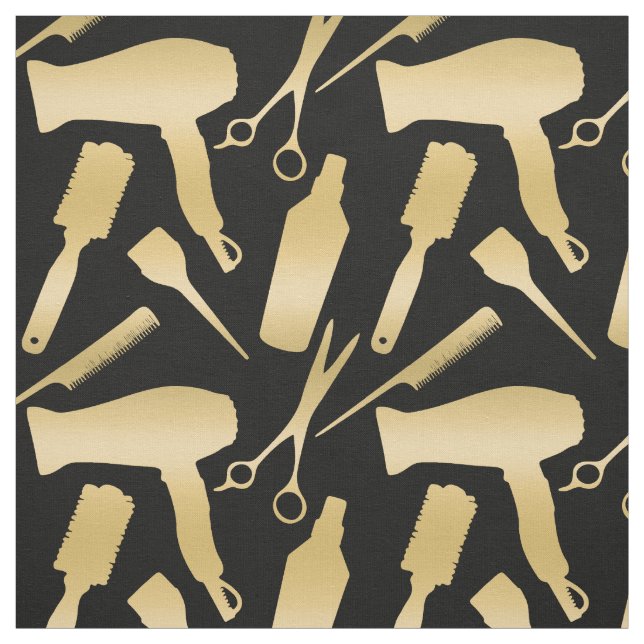 Gold Black Stylist Tools Friseursalon Stoff (Muster)