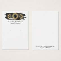 Gold Black Sun Moon Star Earring Display Card