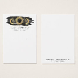 Gold Black Sun Moon Star Earring Display Card