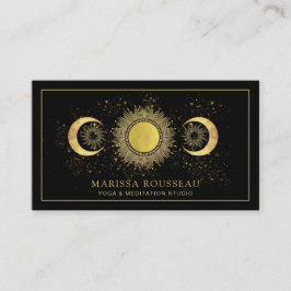 Gold Black Sun Moon Yoga Instructor Business Card Visitenkarte