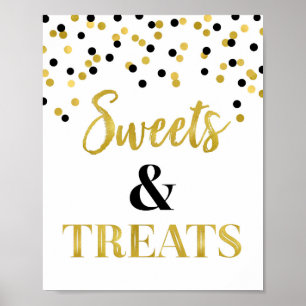 Gold Black Süßigkeiten & Leckereien Desserttisch Poster