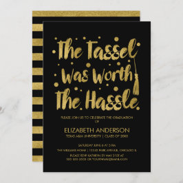 Gold & Black Tassel Abschluss Card Einladung