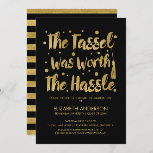 Gold & Black Tassel Abschluss Card Einladung