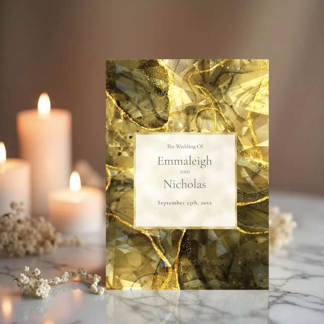 Gold Black Topaz Gemstone Hochzeitsprogramme Dreifach-gefaltete Programmkarte (Von Creator hochgeladen)