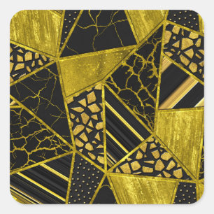 Gold Black Triangle Texusion Quadratischer Aufkleber