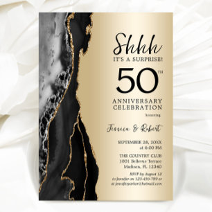 Gold Black Überraschung 50. Jubiläum Einladung
