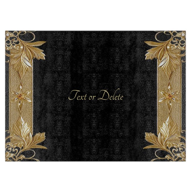 Gold Black Verziert Floral Cutting Board Schneidebrett (Vorderseite)