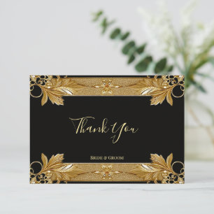 Gold Black Verziert Floral Dankeschön Karte