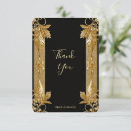 Gold Black Verziert Floral Dankeschön Karte