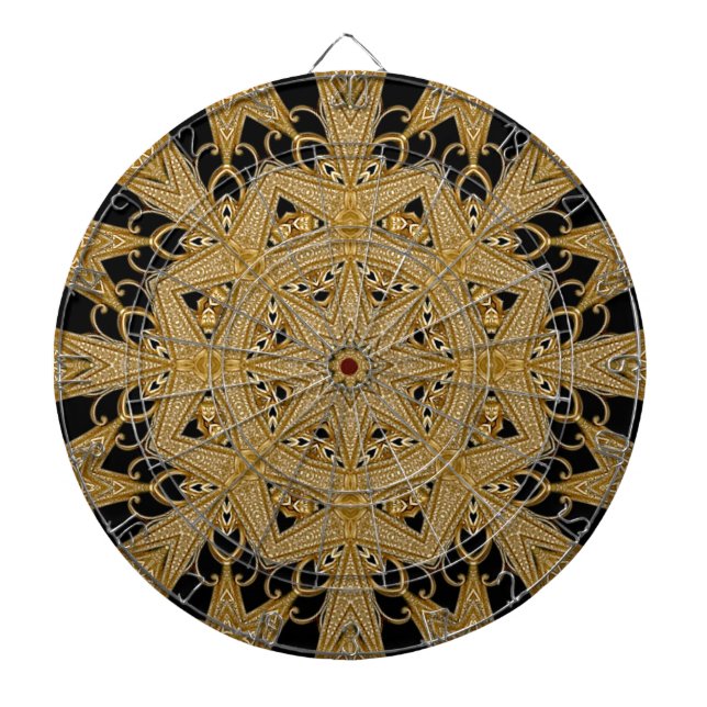 Gold Black Verziert Floral Dartboard Dartscheibe (vorne)