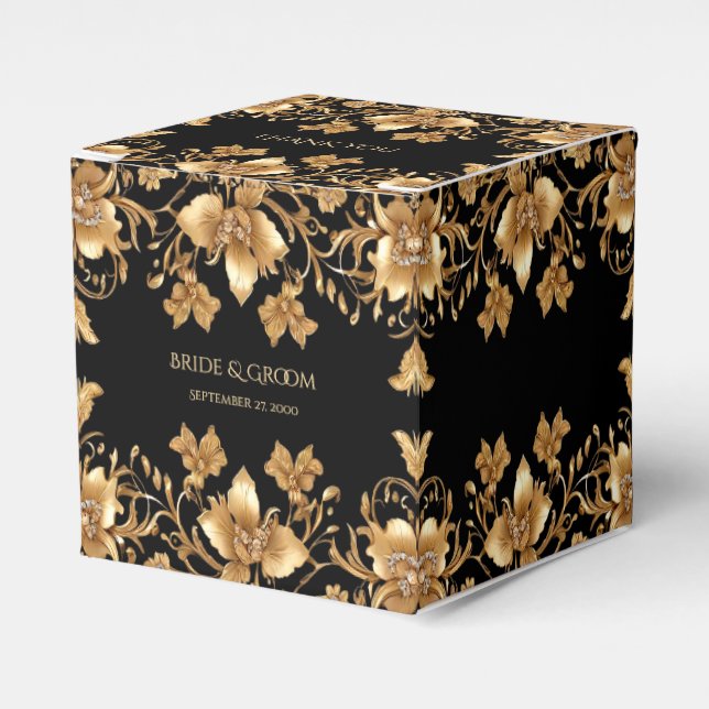 Gold Black Verziert Floral Fevor Box Geschenkschachtel (Vorderseite)