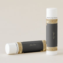 Gold Black Verziert Floral Lip Balm