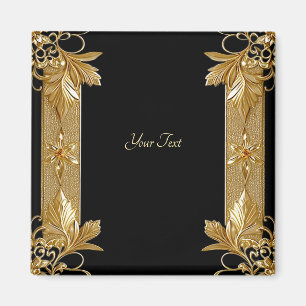 Gold Black Verziert Floral Magnet