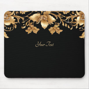 Gold Black Verziert Floral Mousepad