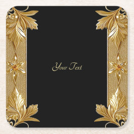Gold Black Verziert Floral Paper Untersetzer