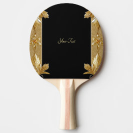 Gold Black Verziert Floral Ping Pong Paddle Tischtennis Schläger