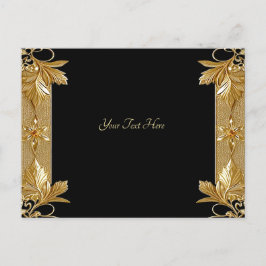 Gold Black Verziert Floral Postcard Postkarte