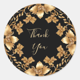 Gold Black Verziert Floral Sticker