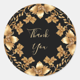 Gold Black Verziert Floral Sticker