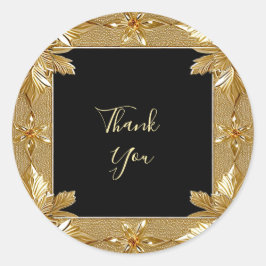 Gold Black Verziert Floral Sticker