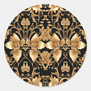 Gold Black Verziert Floral Sticker