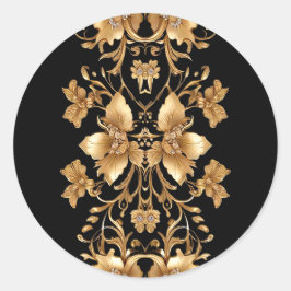 Gold Black Verziert Floral Sticker